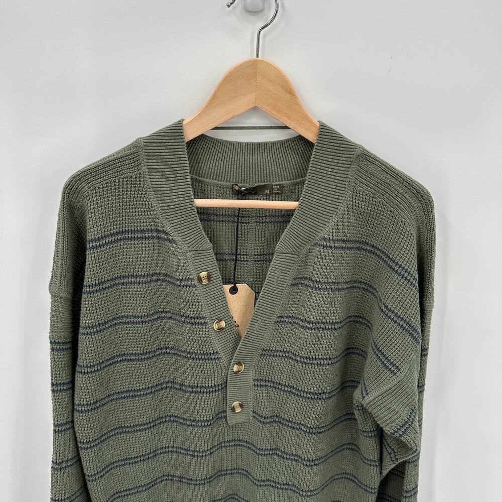 PRANA NWT Milani Henley Long Sleeve Sweater Dress in Kale Green Stripe // M - Picture 3 of 11